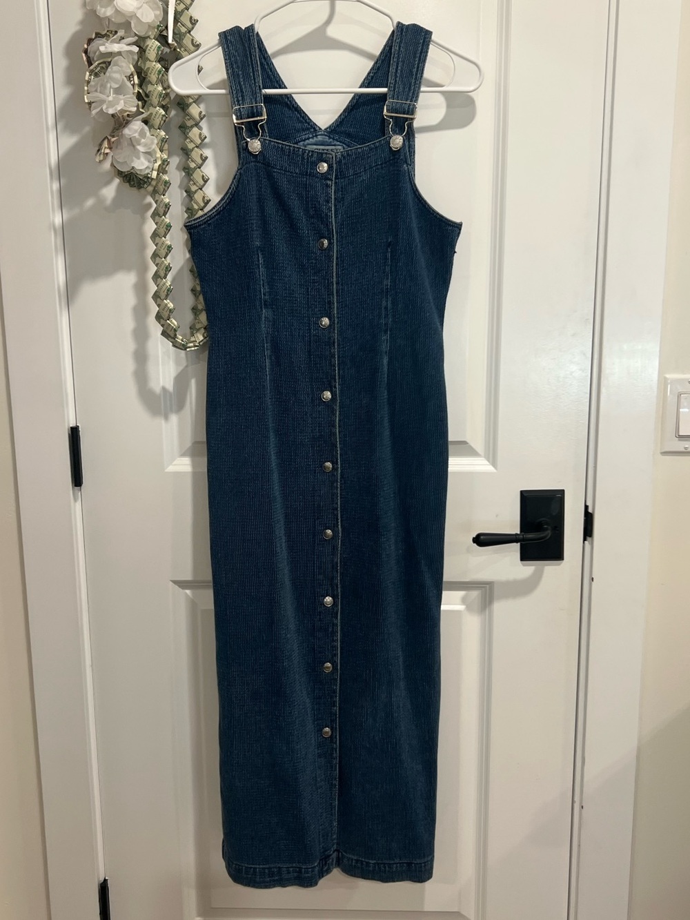Guess Dark Blue Denim Overall Dress with Front Buttons